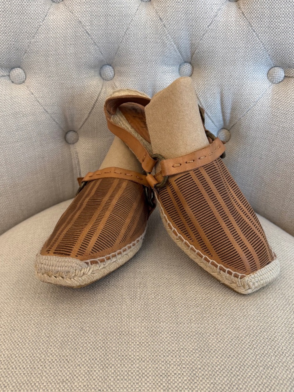 FREE PEOPLE Women’s EU41 Cabo Brown Leather Slingback Espadrille Flat Sandals